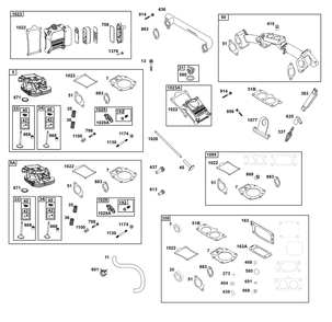 Cylinder Head Group Diagram and Parts List for 613477-0277-J1 400000 - 699999 Briggs and Stratton Engine